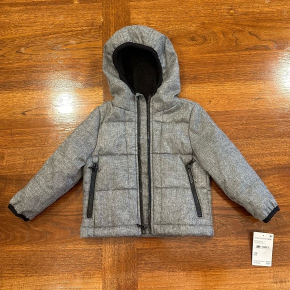 NWT Urban Republic Kids Quilted Zip Front Hooded Jacket, Grey, 18 Months - Picture 2 of 8